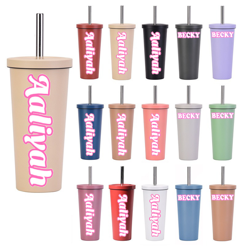 DIY Name Tag Pink Thermos Cup for Girls